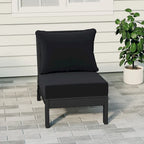 Polytrends Birchwood All Weather HDPE Outdoor Patio Deep Seating Black Armless Chair With Cushions (1-Piece)
