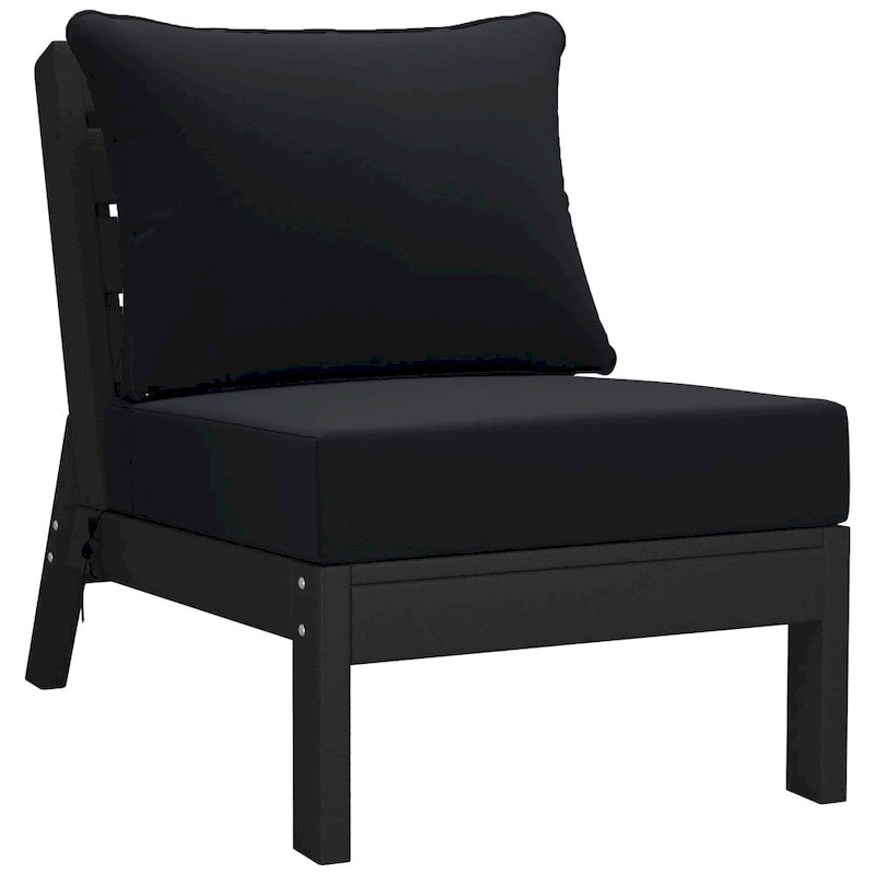 Polytrends Birchwood All Weather HDPE Outdoor Patio Deep Seating Black Armless Chair With Cushions (1-Piece)