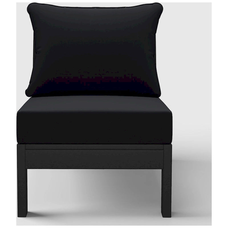 Polytrends Birchwood All Weather HDPE Outdoor Patio Deep Seating Black Armless Chair With Cushions (1-Piece)