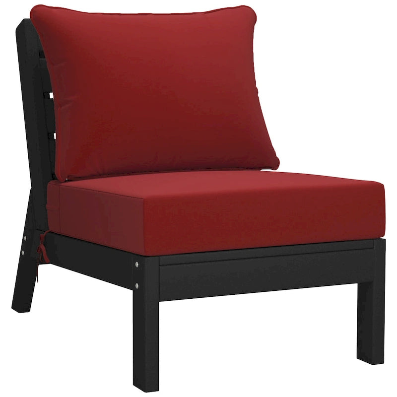 Polytrends Birchwood All Weather HDPE Outdoor Patio Deep Seating Black Armless Chair With Cushions (1-Piece)