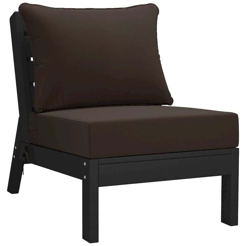 Polytrends Birchwood All Weather HDPE Outdoor Patio Deep Seating Black Armless Chair With Cushions (1-Piece)