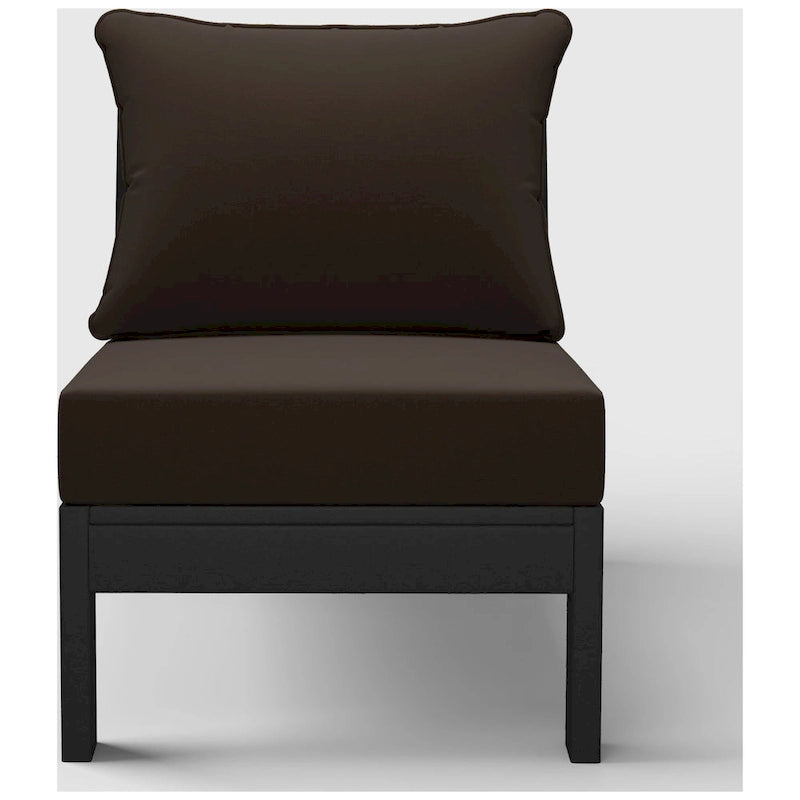 Polytrends Birchwood All Weather HDPE Outdoor Patio Deep Seating Black Armless Chair With Cushions (1-Piece)