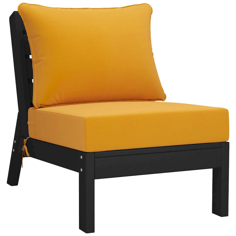 Polytrends Birchwood All Weather HDPE Outdoor Patio Deep Seating Black Armless Chair With Cushions (1-Piece)