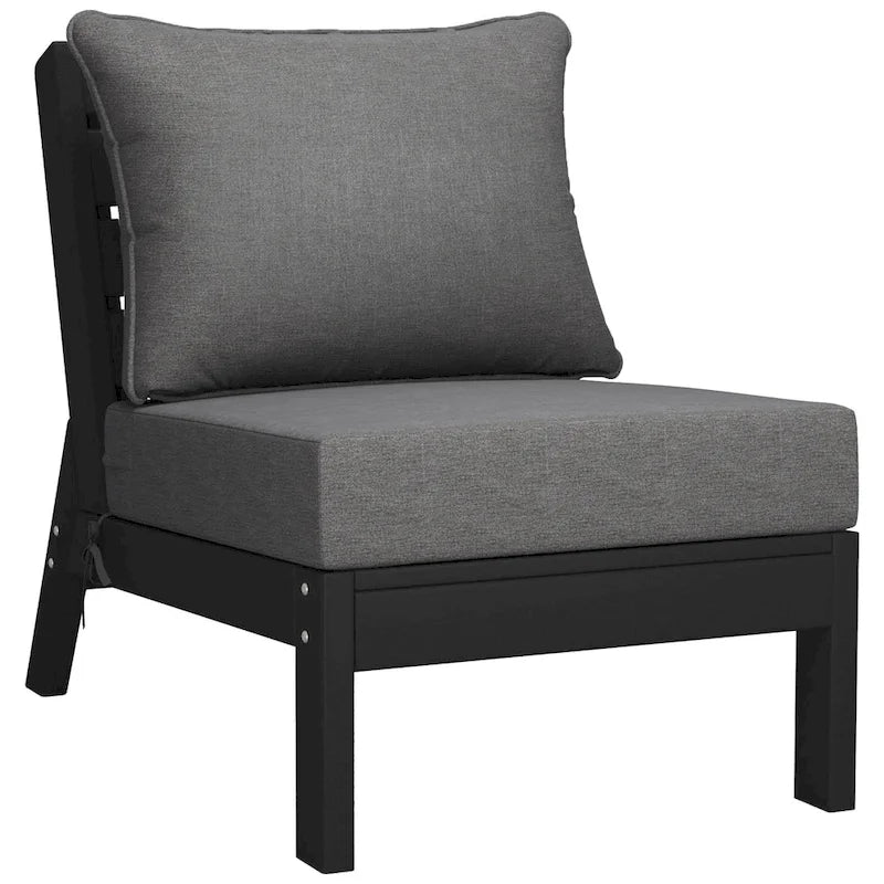 Polytrends Birchwood All Weather HDPE Outdoor Patio Deep Seating Black Armless Chair With Cushions (1-Piece)