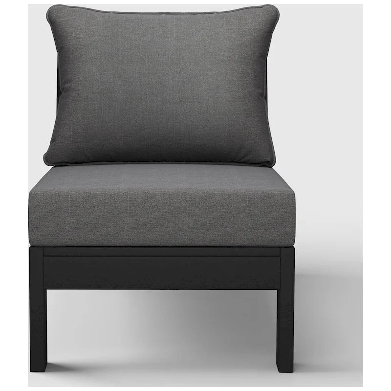 Polytrends Birchwood All Weather HDPE Outdoor Patio Deep Seating Black Armless Chair With Cushions (1-Piece)