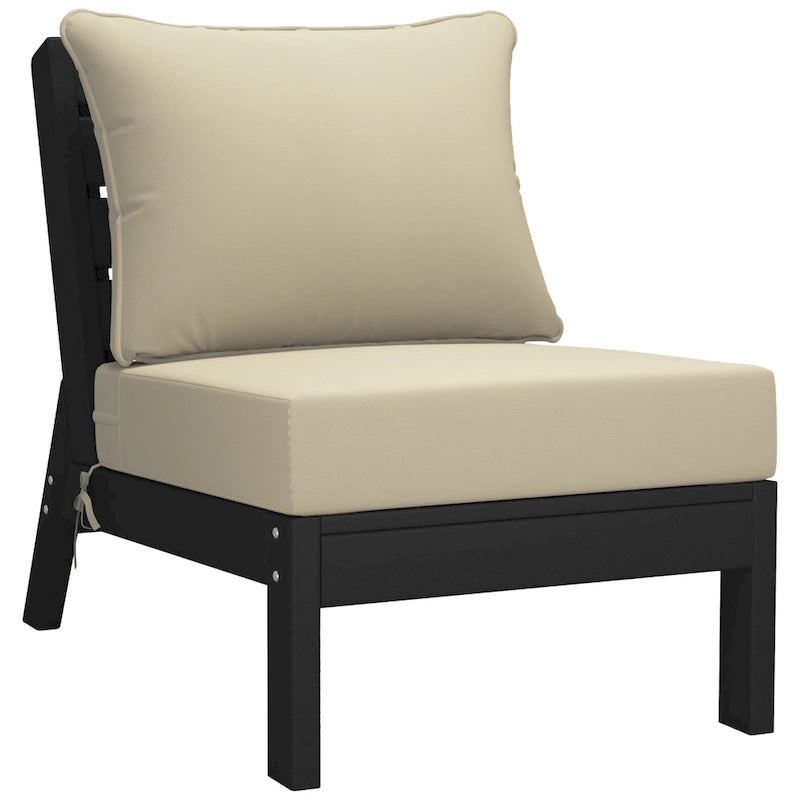 Polytrends Birchwood All Weather HDPE Outdoor Patio Deep Seating Black Armless Chair With Cushions (1-Piece)