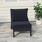 Polytrends Birchwood All Weather HDPE Outdoor Patio Deep Seating Black Armless Chair With Cushions (1-Piece)