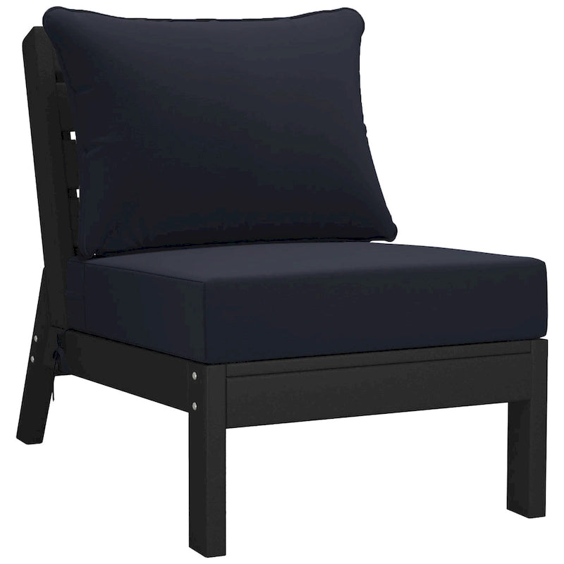 Polytrends Birchwood All Weather HDPE Outdoor Patio Deep Seating Black Armless Chair With Cushions (1-Piece)
