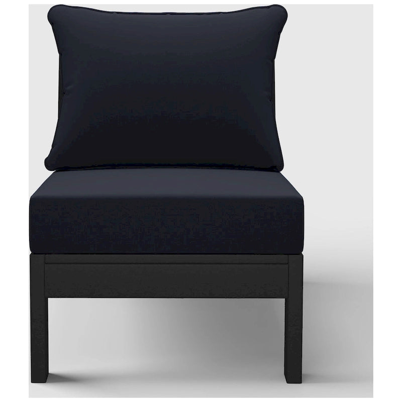 Polytrends Birchwood All Weather HDPE Outdoor Patio Deep Seating Black Armless Chair With Cushions (1-Piece)