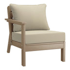 Polytrends Birchwood All Weather HDPE Outdoor Patio Deep Seating Weathered Wood Left Arm Facing Chair With Cushions (2-PC-Set)