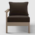 Polytrends Birchwood All Weather HDPE Outdoor Patio Deep Seating Weathered Wood Left Arm Facing Chair With Cushions (2-PC-Set)