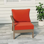 Polytrends Birchwood All Weather HDPE Outdoor Patio Deep Seating Weathered Wood Left Arm Facing Chair With Cushions (2-PC-Set)