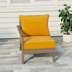 Polytrends Birchwood All Weather HDPE Outdoor Patio Deep Seating Weathered Wood Left Arm Facing Chair With Cushions (2-PC-Set)