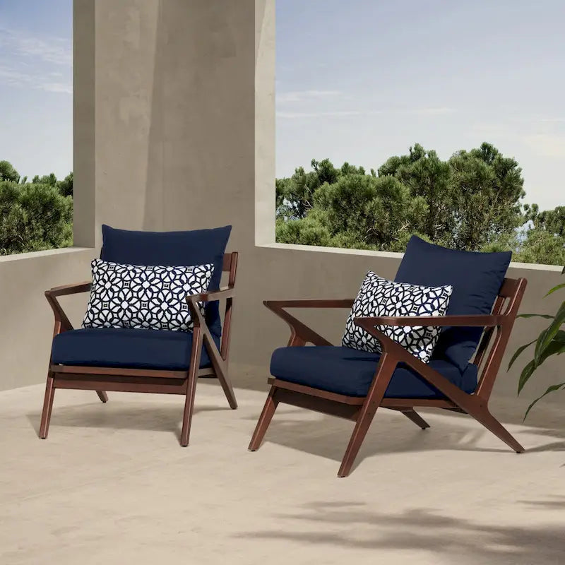 Vaughn 2 Piece Sunbrella Outdoor Patio Club Chairs