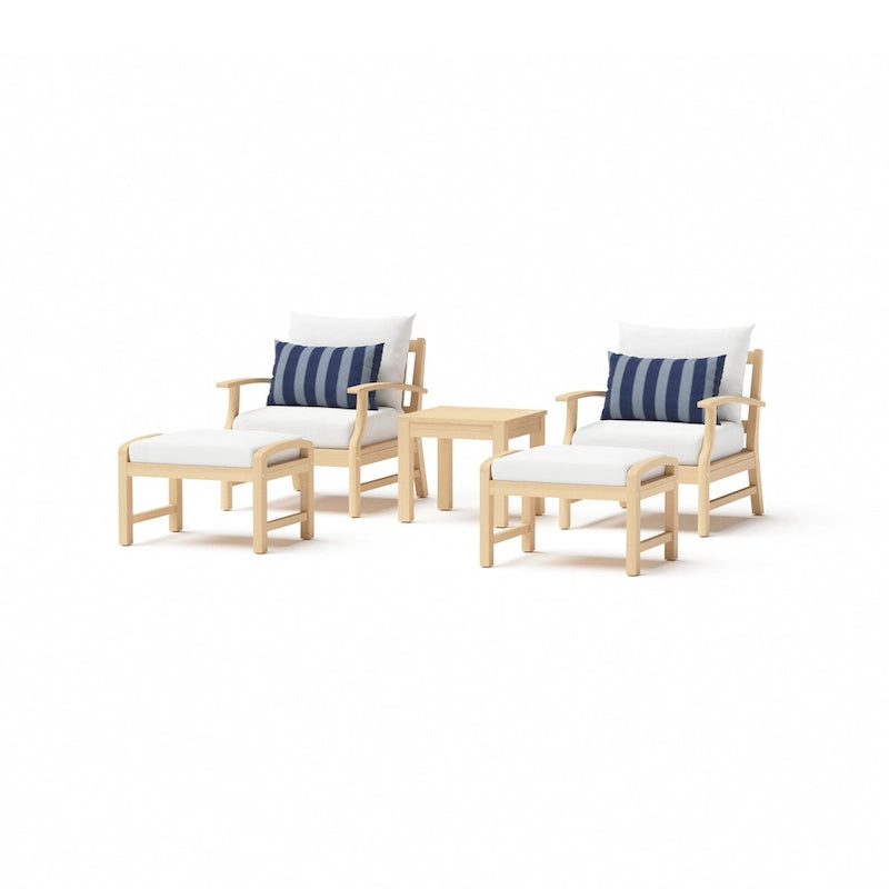 Kooper 5 Piece Sunbrella Outdoor Patio Club Chair And Ottoman Set