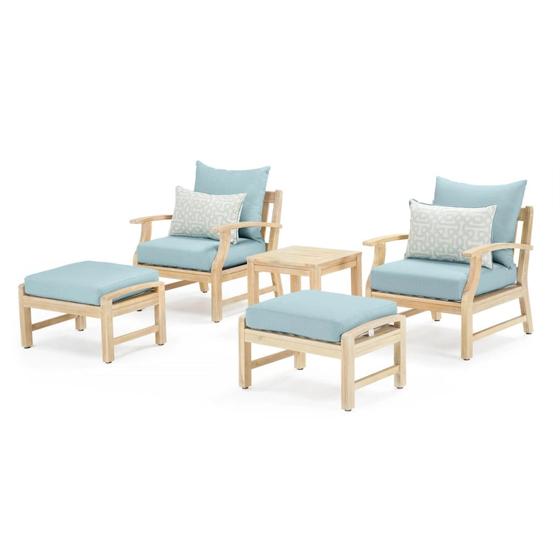 Kooper 5 Piece Sunbrella Outdoor Patio Club Chair And Ottoman Set