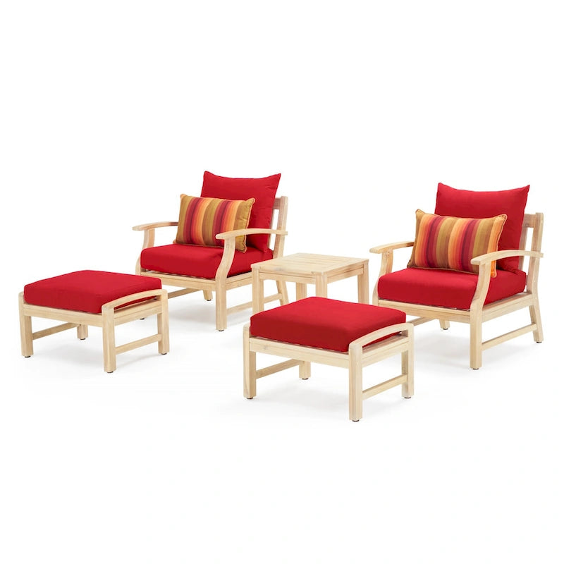 Kooper 5 Piece Sunbrella Outdoor Patio Club Chair And Ottoman Set