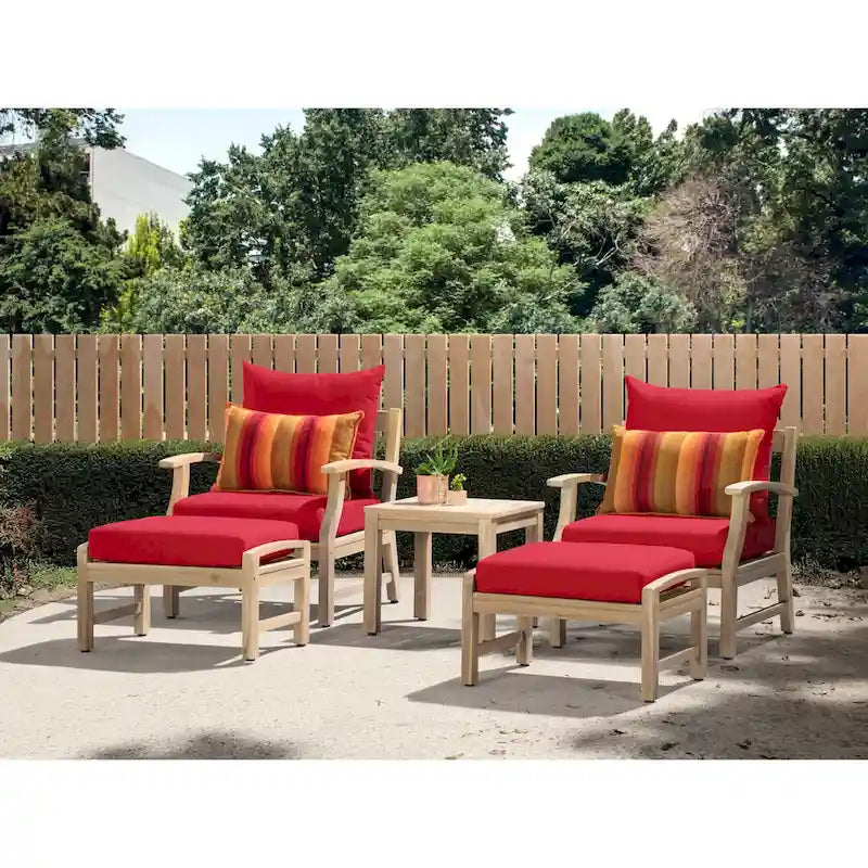 Kooper 5 Piece Sunbrella Outdoor Patio Club Chair And Ottoman Set