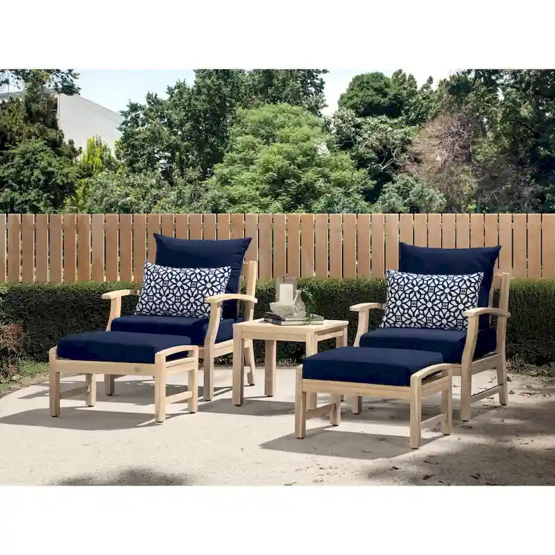 Kooper 5 Piece Sunbrella Outdoor Patio Club Chair And Ottoman Set