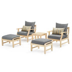 Kooper 5 Piece Sunbrella Outdoor Patio Club Chair And Ottoman Set
