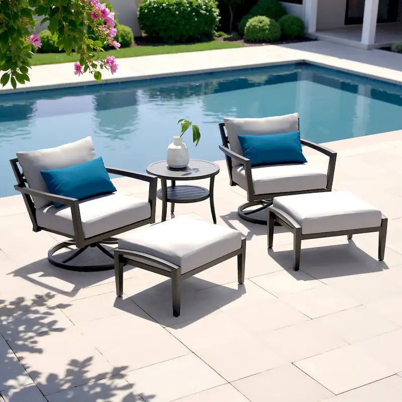 Venetia 5 Piece Sunbrella Outdoor Patio Motion Seating Set