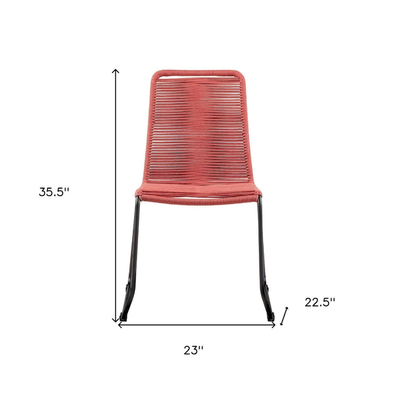Set of Two 23 Red Metal Outdoor Dining Chair