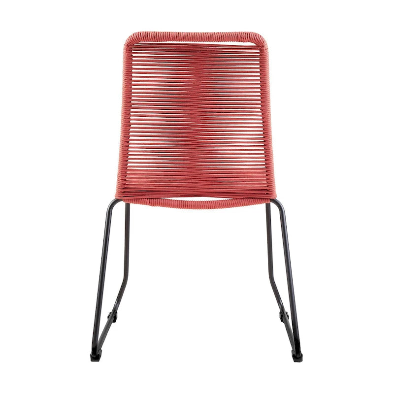 Set of Two 23 Red Metal Outdoor Dining Chair