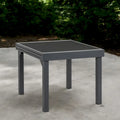 HomeRoots 35 Gray Square Glass Extendable Outdoor Side Table
