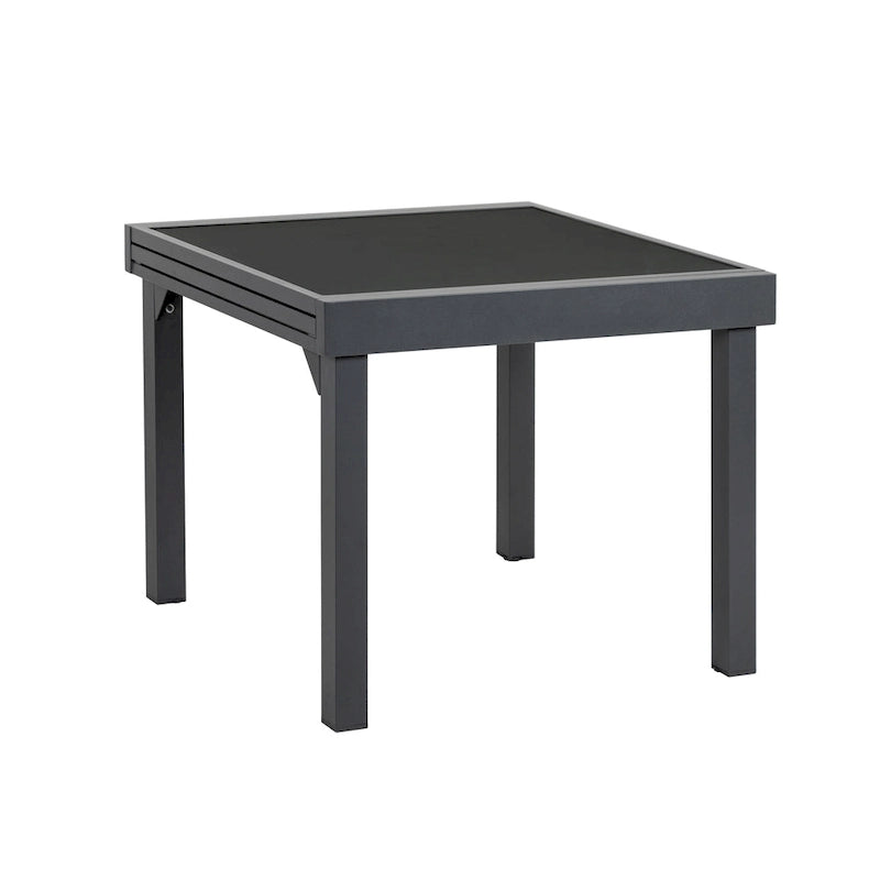 HomeRoots 35 Gray Square Glass Extendable Outdoor Side Table