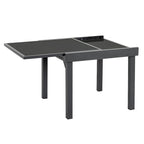 HomeRoots 35 Gray Square Glass Extendable Outdoor Side Table