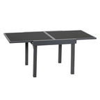 HomeRoots 35 Gray Square Glass Extendable Outdoor Side Table