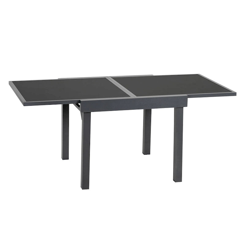 HomeRoots 35 Gray Square Glass Extendable Outdoor Side Table