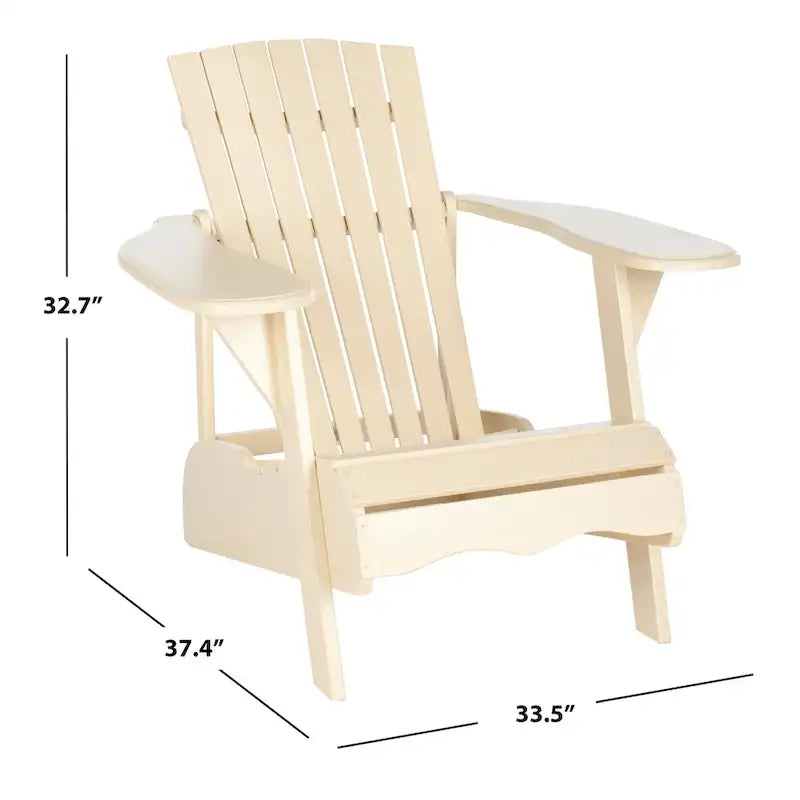 SAFAVIEH Outdoor Living Mopani Adirondack Beige Acacia Wood Chair - 34W x 37D x 33H