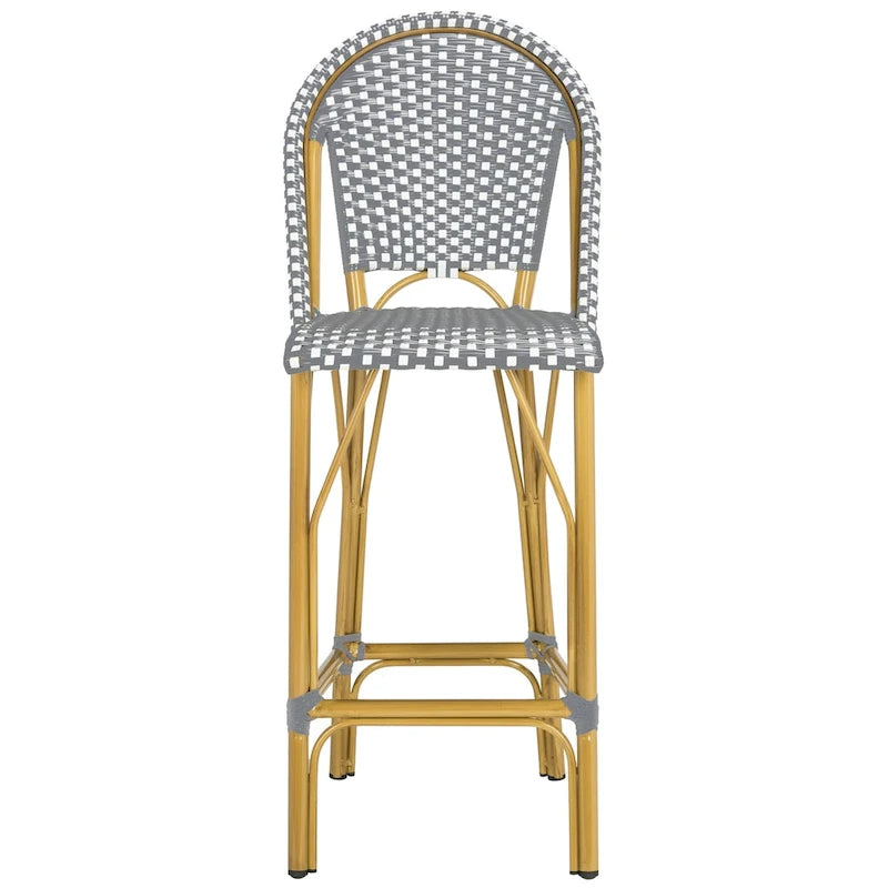 SAFAVIEH Ford Outdoor Stacking Grey/White Parisian Bistro 30-inch Barstool - 19W x 22D x 47H