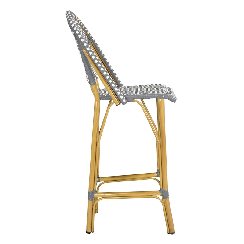 SAFAVIEH Ford Outdoor Stacking Grey/White Parisian Bistro 30-inch Barstool - 19W x 22D x 47H