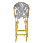 SAFAVIEH Ford Outdoor Stacking Grey/White Parisian Bistro 30-inch Barstool - 19W x 22D x 47H