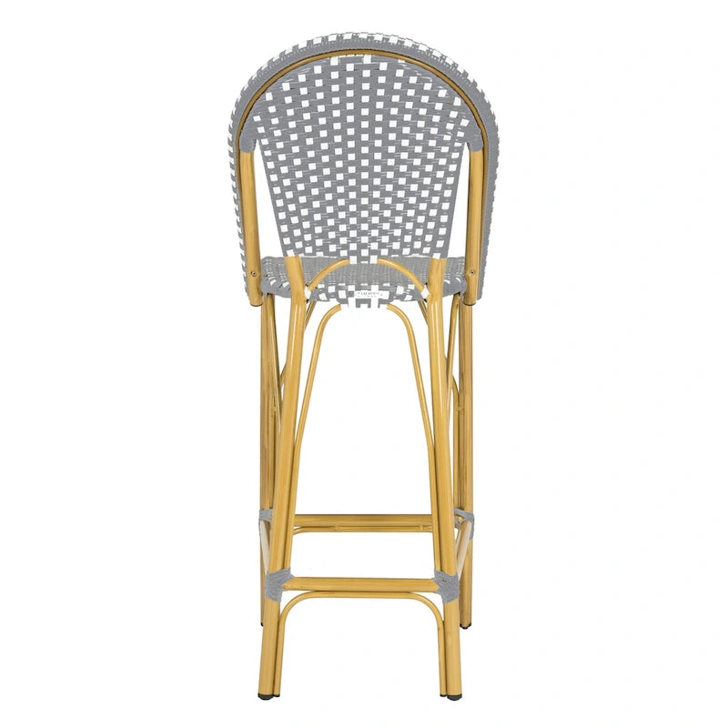 SAFAVIEH Ford Outdoor Stacking Grey/White Parisian Bistro 30-inch Barstool - 19W x 22D x 47H