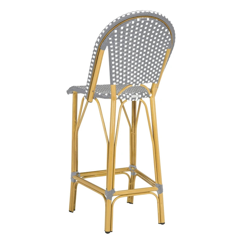 SAFAVIEH Ford Outdoor Stacking Grey/White Parisian Bistro 30-inch Barstool - 19W x 22D x 47H