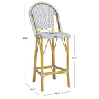 SAFAVIEH Ford Outdoor Stacking Grey/White Parisian Bistro 30-inch Barstool - 19W x 22D x 47H