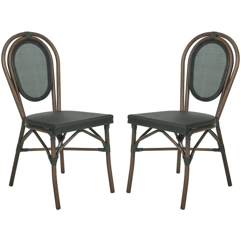SAFAVIEH Rural Woven Dining Indoor/ Outdoor Esben Black Side Chairs (Set of 2) - 17W x 22D x 36H