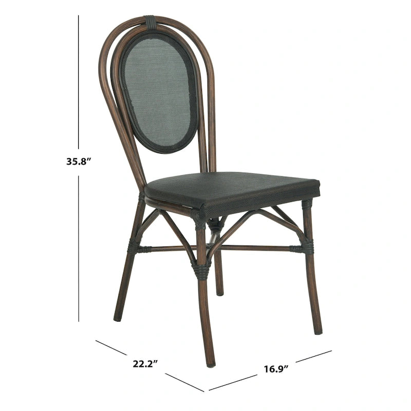 SAFAVIEH Rural Woven Dining Indoor/ Outdoor Esben Black Side Chairs (Set of 2) - 17W x 22D x 36H