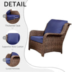 5 Piece Rattan Outdoor Sectional Conversation Set with 3 Seat Couch 2 Chairs and Ottomans for Patio or Balcony