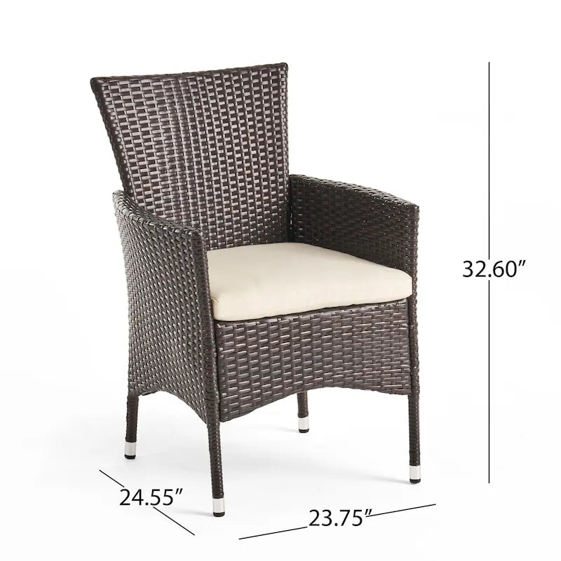 Outdoor Multibrown PE Wicker Dining Chairs (Set of 2)