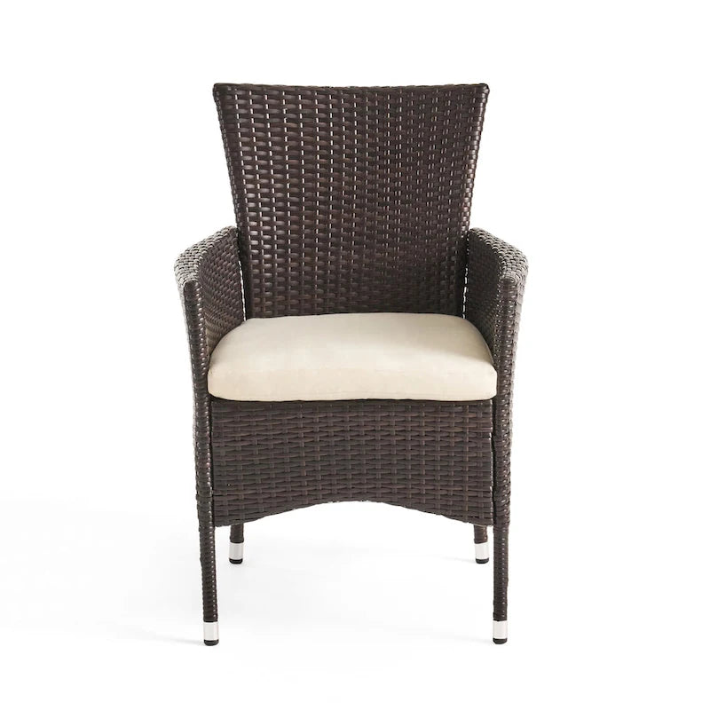 Outdoor Multibrown PE Wicker Dining Chairs (Set of 2)