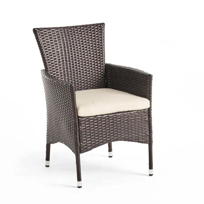 Outdoor Multibrown PE Wicker Dining Chairs (Set of 2)