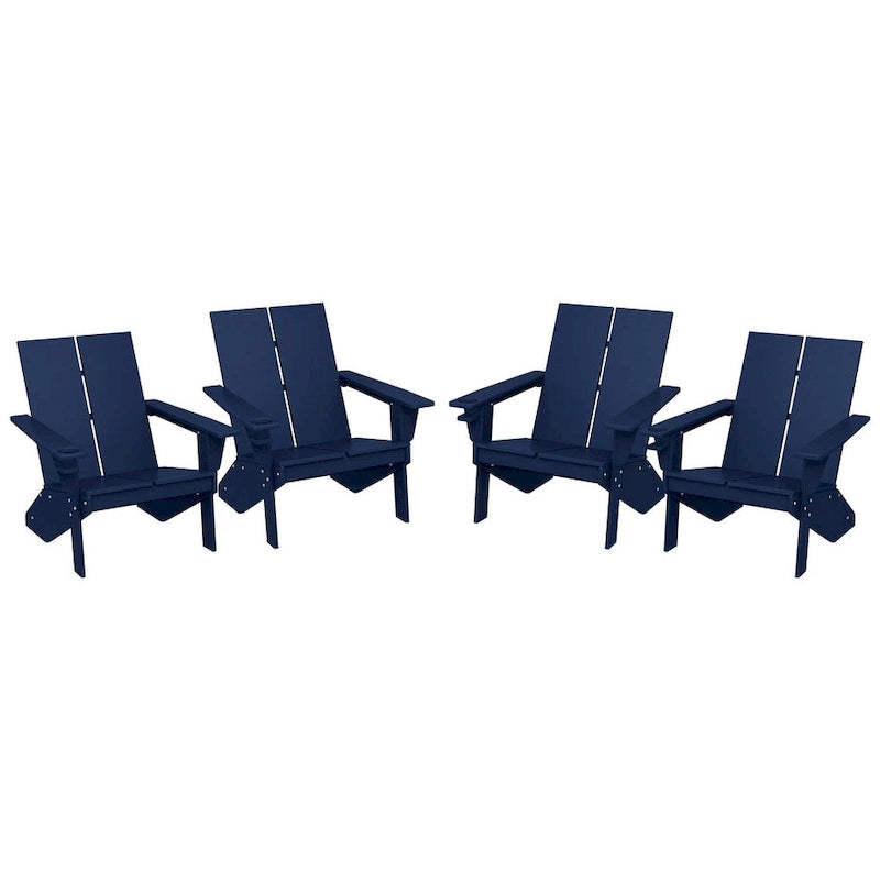 Polytrends Coastin Modern Poly Adirondack Chair (Set of 4), Black