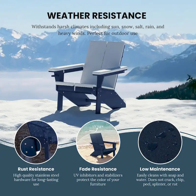 Polytrends Coastin Modern Poly Adirondack Chair (Set of 4), Black