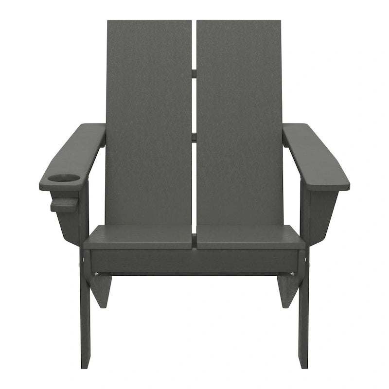 Polytrends Coastin Modern Poly Adirondack Chair (Set of 4), Black
