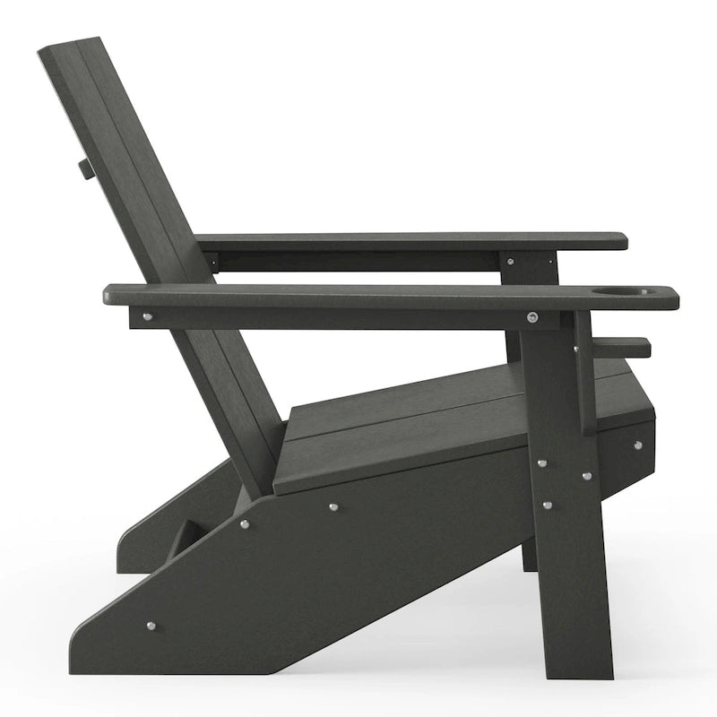 Polytrends Coastin Modern Poly Adirondack Chair (Set of 4), Black