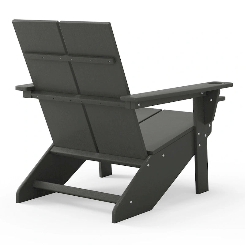 Polytrends Coastin Modern Poly Adirondack Chair (Set of 4), Black